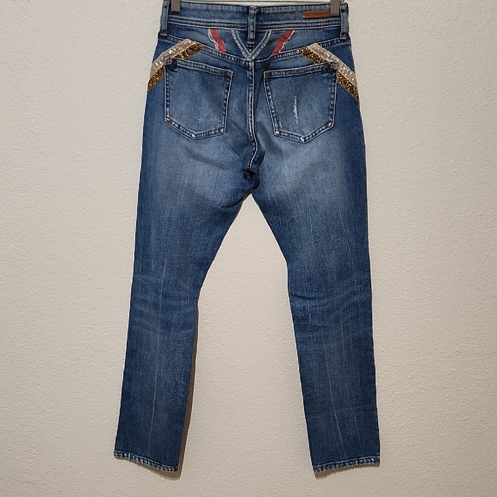 Pilcro and the Letterpress Red and Blue Skinny Jeans - Picture 13 of 16